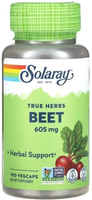 Корінь буряка Solaray Beet Root 605 мг, 100 капсул