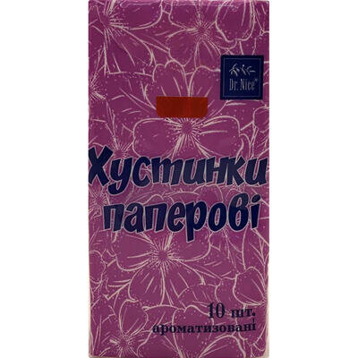 Хустинки паперові Dr.Nice з ароматом Dova, 10 шт х 1 уп