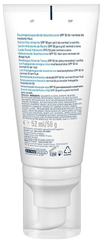 Крем для обличчя CeraVe SPF50 легкий зволожуючий для нормальної та сухої шкіри, 52 мл