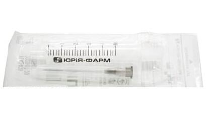 Шприц 5 мл Юрія-Фарм 2-компонентний з однією голкою 22G (0,7 х 38 мм), 1 штука