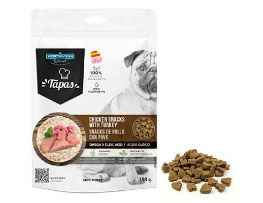 Ласощі для собак Mediterranean Natural Tapas Gourmet Chicken&Turkey з куркою та індичкою, 190 г