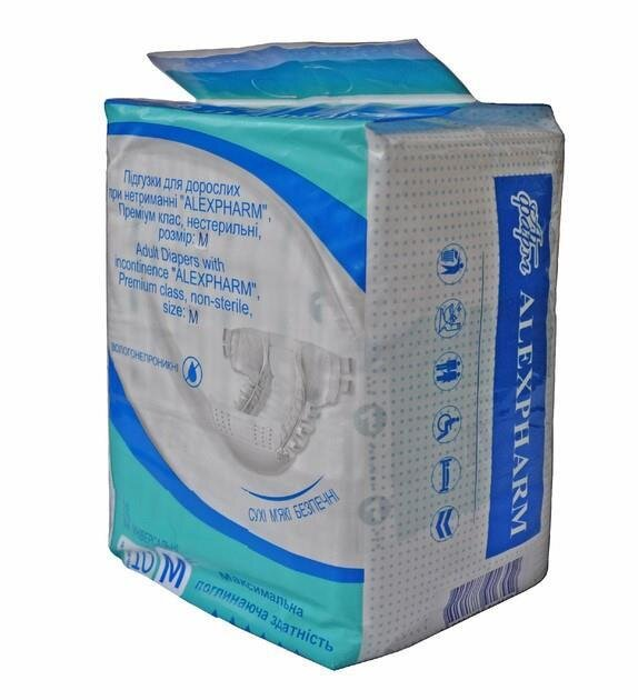 Підгузки для дорослих Alexpharm, розмір M (61-91 см), 10 штук