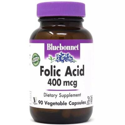 Фолієва кислота 400 мг Bluebonnet Nutrition Folic Acid, 90 вегетаріанських капсул