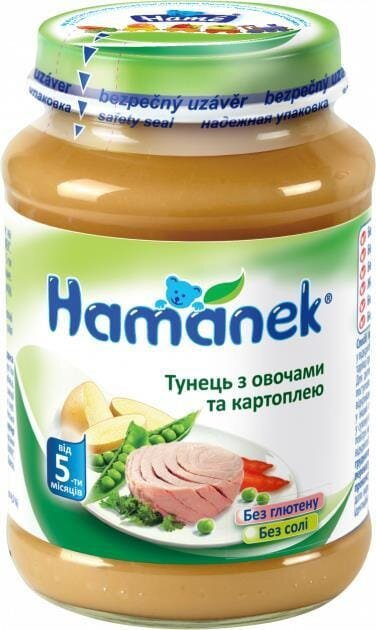 Пюре рибно-овочеве Hame Hamanek Тунець з овочами і картоплею, 190 г