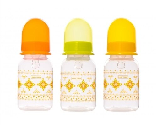 Пляшка для годування Baby Team 1400 с силіконовою соскою від 0 місяців, 125 мл