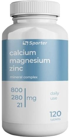 Мінеральний комплекс Sporter Calcium magnesium zinc MAX, 120 таблеток