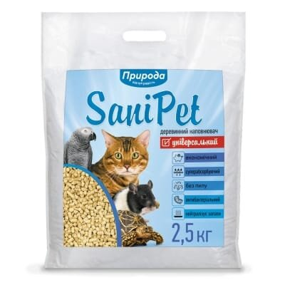 Наповнювач універсальний Природа PR740416 Sani Pet дерев'яний, 2,5 кг