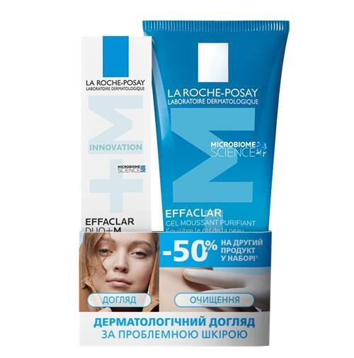 Набір La Roche-Posay Effaclar + М (Гель-крем Effaclar Duo+M потрійної дії, 40 мл + Гель-мус Effaclar+М для очищення, 200 мл)