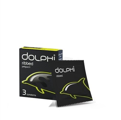 Презервативи Dolphi Ribbed з ребрами, 3 штуки