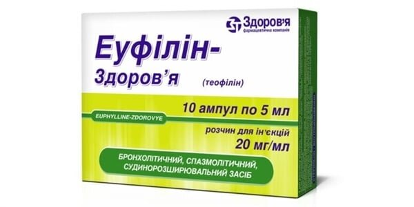 Еуфілін-Здоров'я розчин д/ін. 2 % по 5 мл №10 в амп.