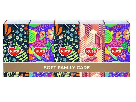 Хусточки паперові Ruta Family Care, 10 шт х 10 уп