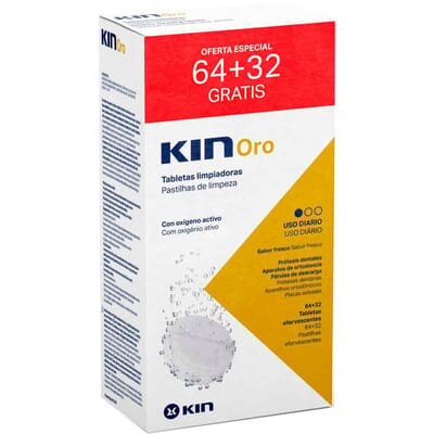 Таблетки Kin Oro для очищення зубних протезів, 64 + 32 штук