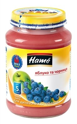 Пюре фруктове Hame Яблуко та чорниця, 190 г