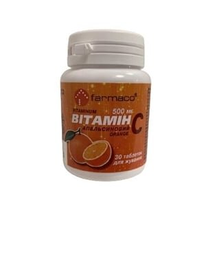 Вітамін С Farmaco таблетки зі смаком апельсину по 500 мг №30