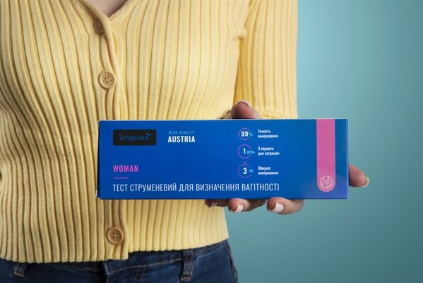 Тест струменевий Longevita WOMAN для визначення вагітності, 1 штука
