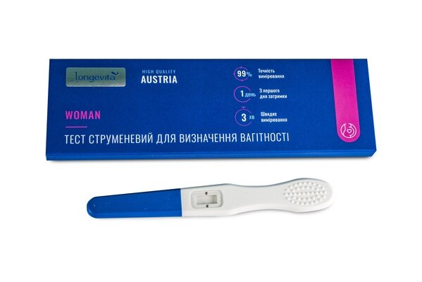 Тест струменевий Longevita WOMAN для визначення вагітності, 1 штука