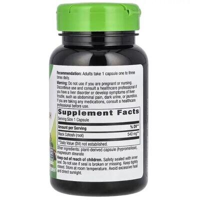 Клопогону корінь (Циміцифуга) Nature's Way Black Cohosh Root 540 мг, 100 вегетаріанських капсул