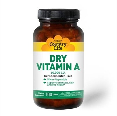 Вітамін А Country Life Dry Vitamin A 10 000 МО, 100 таблеток