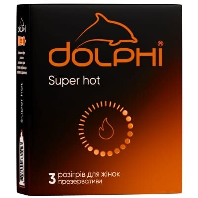 Презервативи латексні Dolphi Super hot з ребрами і крапками та розігріваючим ефектом для жінки, 3 шт