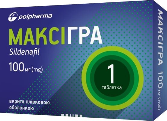Максігра таблетки, в/плів. обол. по 100 мг №1