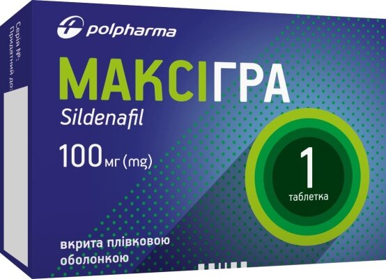 Максігра таблетки, в/плів. обол. по 100 мг №1