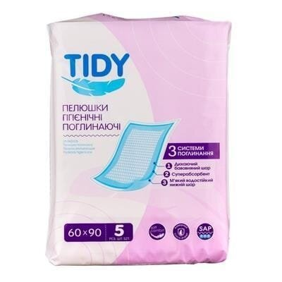 Пелюшки TIDY одноразові поглинаючі 60 x 90 см, 5 шт