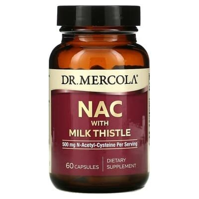 N-ацетилцистеїн з розторопшою Dr. Mercola NAC with Milk Thistle 500 мг, 60 капсул