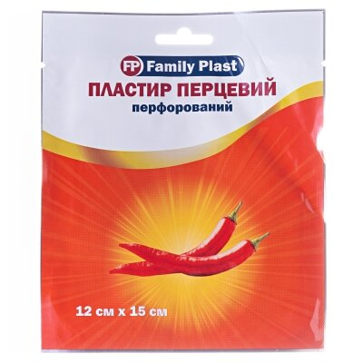 Пластир медичний «FP Family Plast» перцевий перфорований 12 см х 15 см, 1 штука