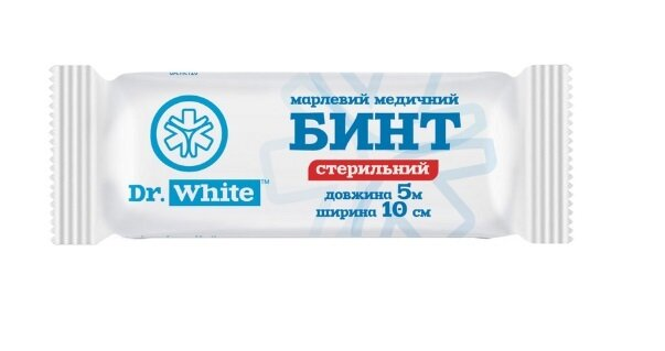 Бинт марлевий медичний Dr.White стерильний 5 м х 10 см
