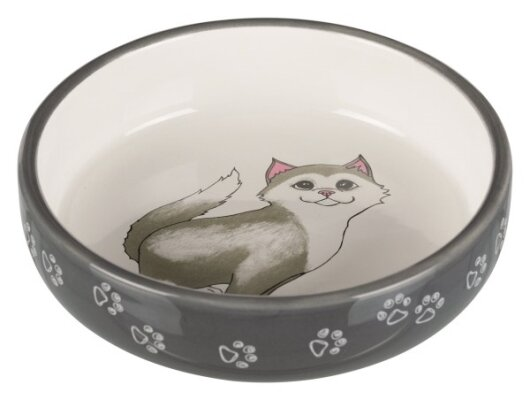 Миска для котів коротконосих порід Trixie 24784 сіра керамічна 0,3 л/15 см