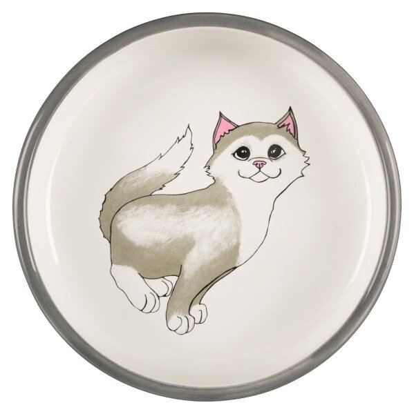 Миска для котів коротконосих порід Trixie 24784 сіра керамічна 0,3 л/15 см