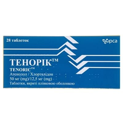Тенорік таблетки, в/плів. обол. по 50 мг/12.5 мг №28 (14х2)