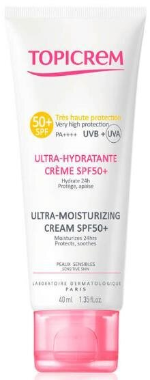 Крем для обличчя та тіла Topicrem Hydra+ SPF50+ ультразволожуючий, 40 мл