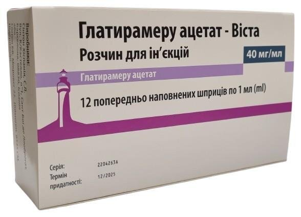 Глатирамеру ацетат-Віста розчин д/ін. 40 мг/мл по 1 мл №12 у поперед. запов. шпр.