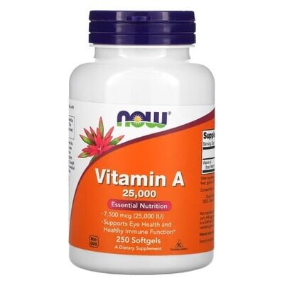 Вітамін А NOW Vitamin A 25000 МО м'які капсули №250