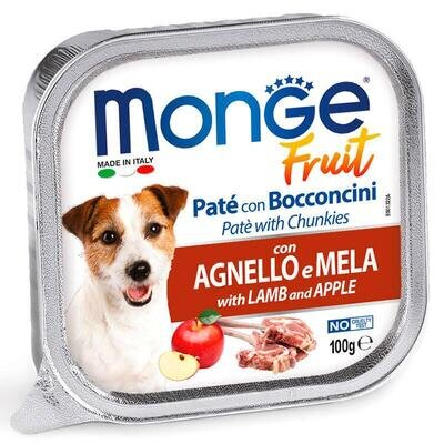 Корм вологий Monge Dog Fruit паштет для собак, ягня з яблуком, 100 г