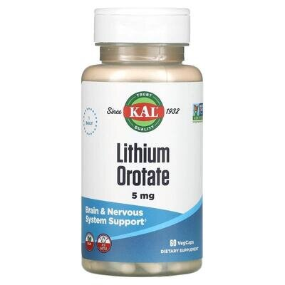 Літій оротат KAL Lithium Orotate 5 мг, 60 капсул