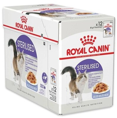 Корм вологий для стерилізованих кішок Royal Canin Sterilised Yelly від 1 року, шматочки в желе, 12 штук по 85 г