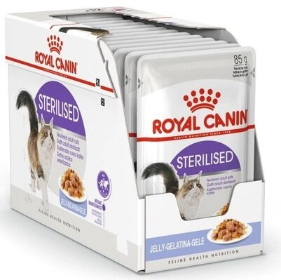 Корм вологий для стерилізованих кішок Royal Canin Sterilised Yelly від 1 року, шматочки в желе, 12 штук по 85 г