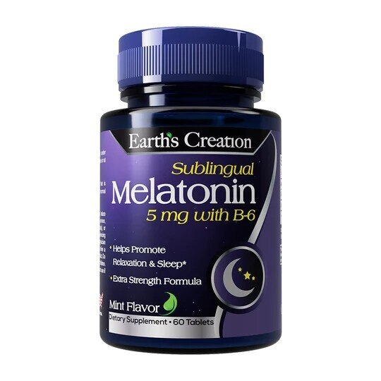 Мелатонін 5 мг з В-6 Earth's Creation Melatonin 5 mg with B-6, 60 таблеток
