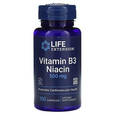 Ніацин Life Extension Niacin Vitamin B3 капсули по 500 мг №100