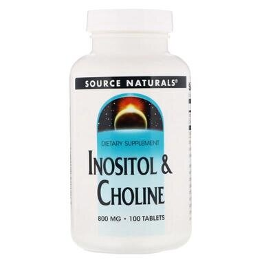 Інозитол та холін Source Naturals Inositol Choline 800 мг, 100 таблеток