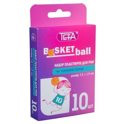 Набір пластирів Teta Basketball, на тканинній основі, 7,2 х 1,9 см, 10 штук