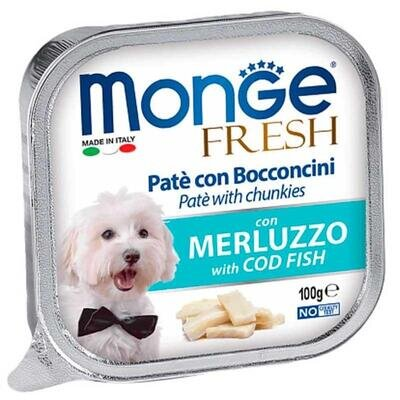 Корм вологий Monge Dog Fresh паштет для собак, тріска, 100 г