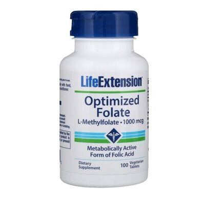 Оптимізований фолат Life Extension Optimized Folate 1000 мкг, 100 таблеток