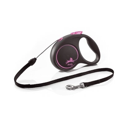 Повідець-рулетка Flexi Black Design S трос 5m/12кг рожевий 33319