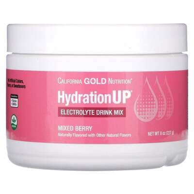 Суміш California Gold Nutrition HydrationUP для приготування напою з електролітами ягідна суміш, 227 г
