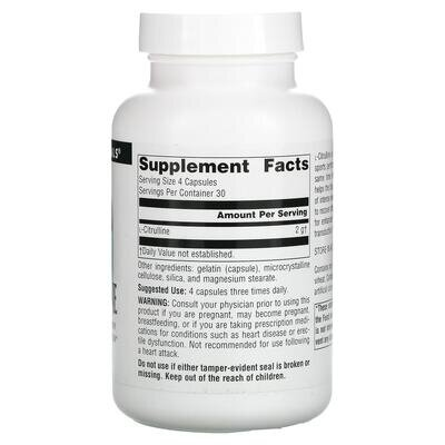 Цитрулін Source Naturals L-Citrulline 500 мг, 120 капсул