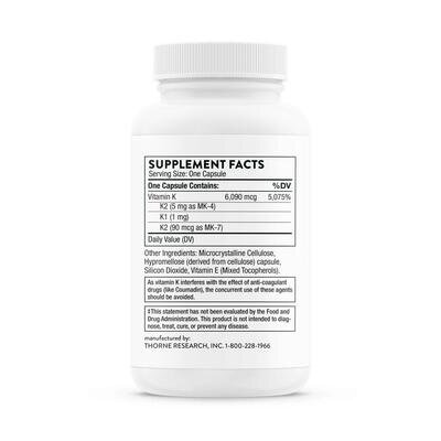 Вітамін К Thorne Research Vitamin K (3-K Complete), 60 капсул