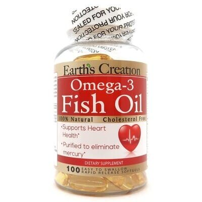 Омега-3 (без холестерину) Earth's Creation Omega-3 (Cholesterol Free) 1000 мг, 100 гелевих капсул